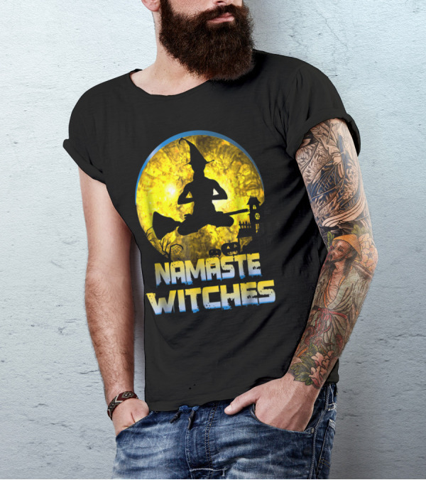 Namaste Witches Halloween Yoga Moon T-Shirt