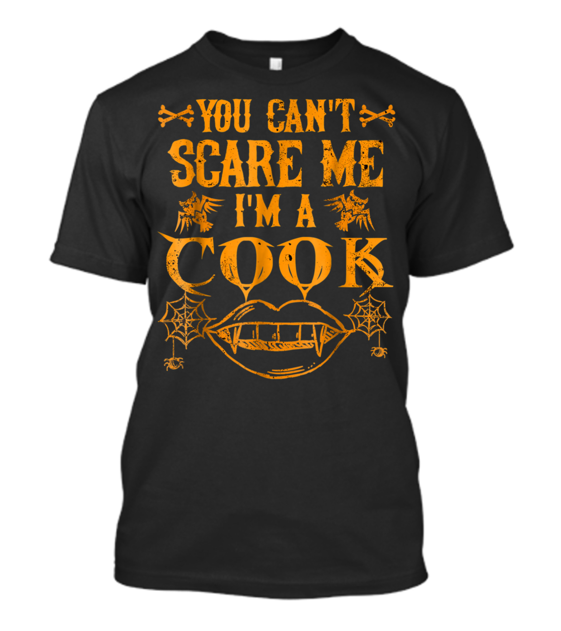You Can't Scare Me I'm A Cook Halloween Bats Spiders Fangs T-Shirt