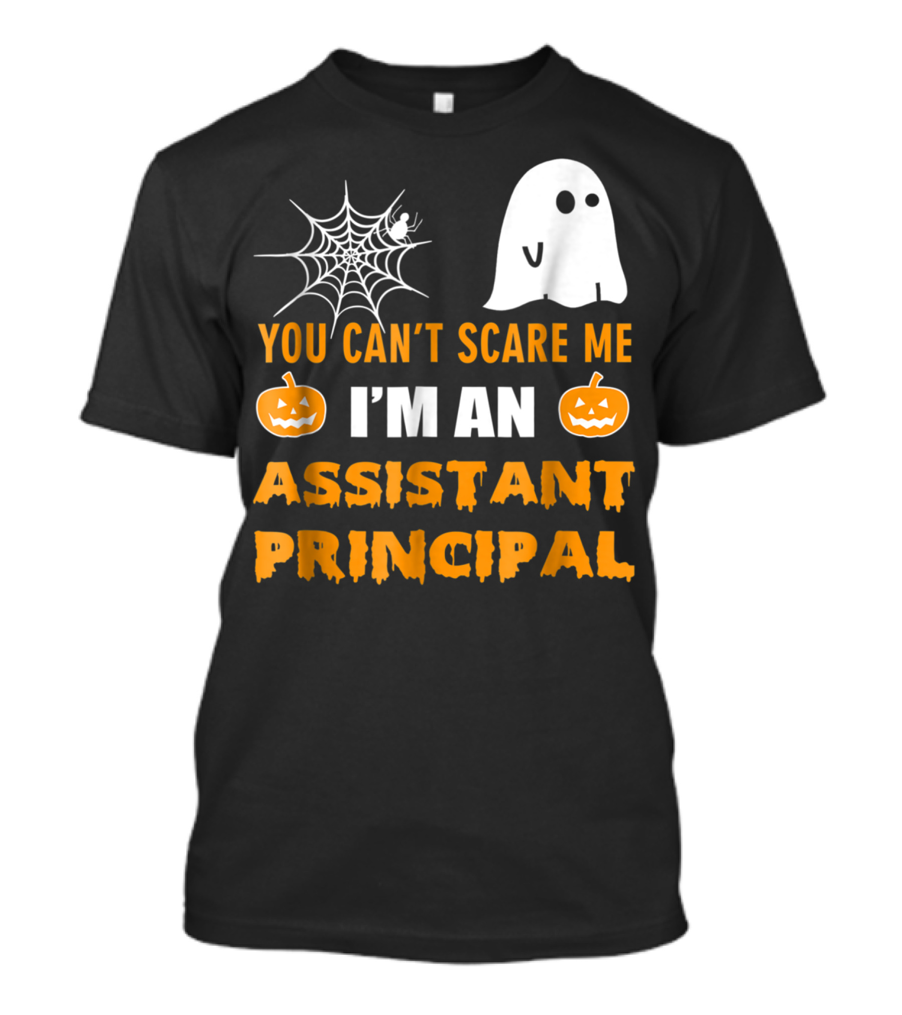 You Can't Scare Me I'm An Assistant Principal Halloween Ghost Spiderweb Pumpkin T-Shirt