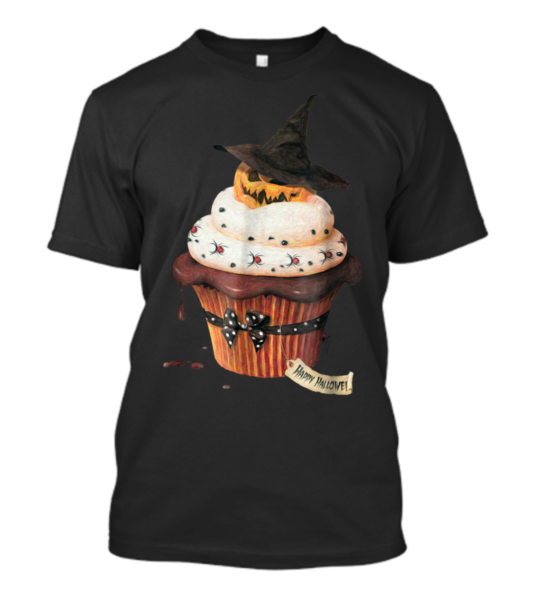 Yummy Halloween Cupcake Pumpkin Happy Halloween Scary Witch Hat T-Shirt
