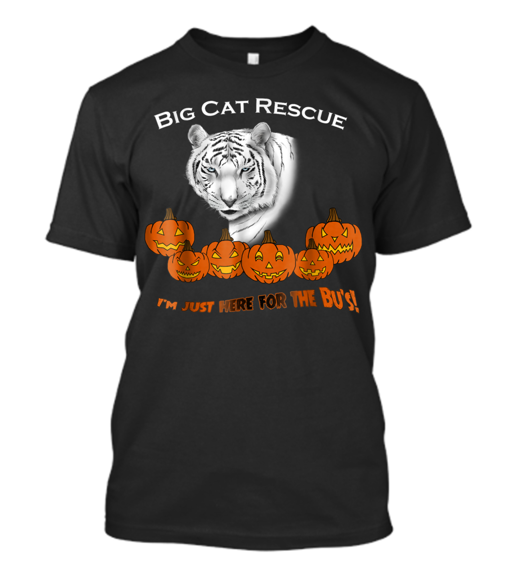 Big Cat Rescue White Tiger Halloween I'm Just Here For The Boos T-Shirt