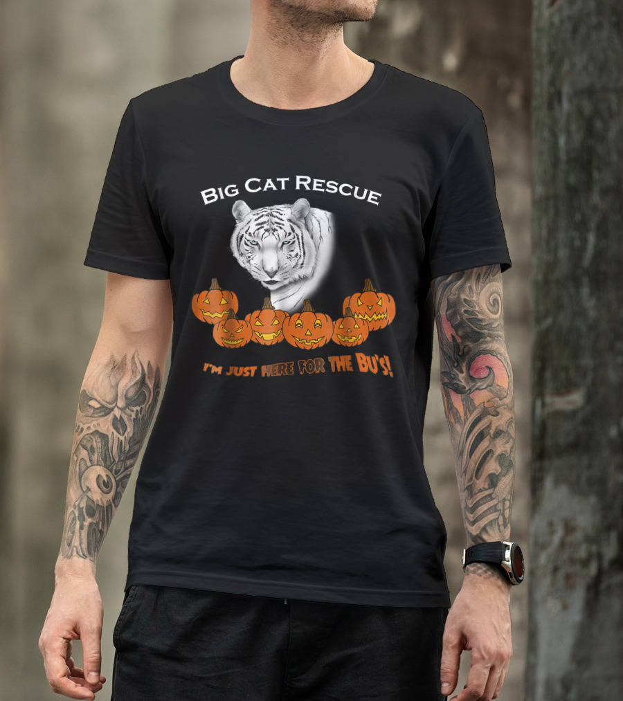 Big Cat Rescue White Tiger Halloween I'm Just Here For The Boos T-Shirt