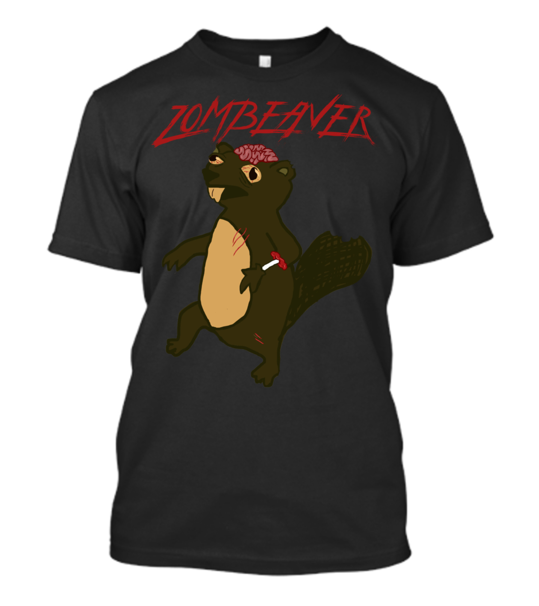 Zombified Beaver With Exposed Brain And Bandaged Limb Zombeaver T-Shirt