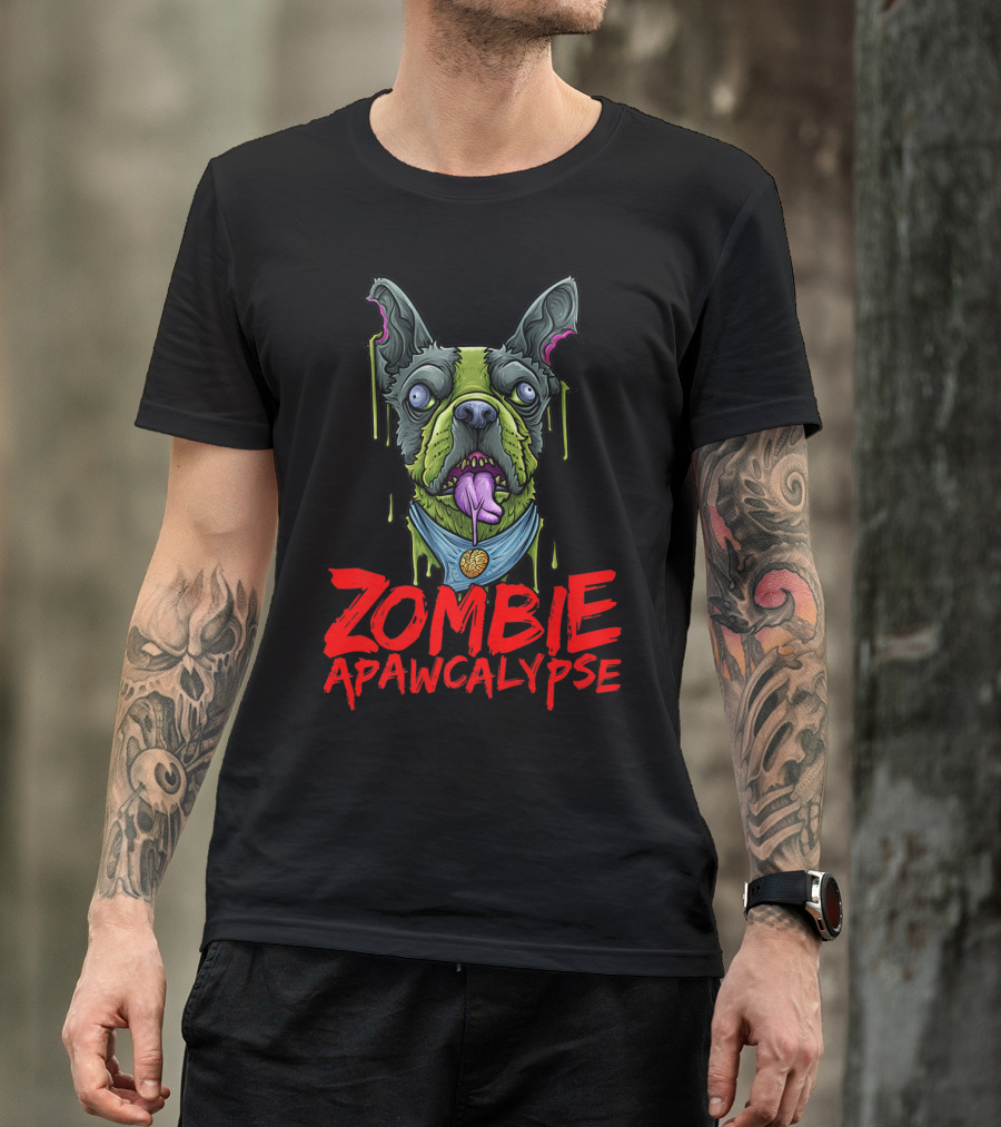 Zombie Apawcalypse French Bulldog Zombie Dog T-Shirt