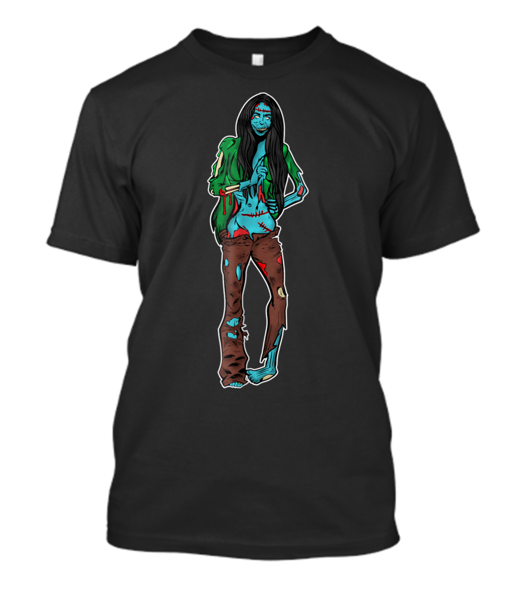 Zombie Halloween Walker Horror Flesh Scar Fun Woman T-Shirt