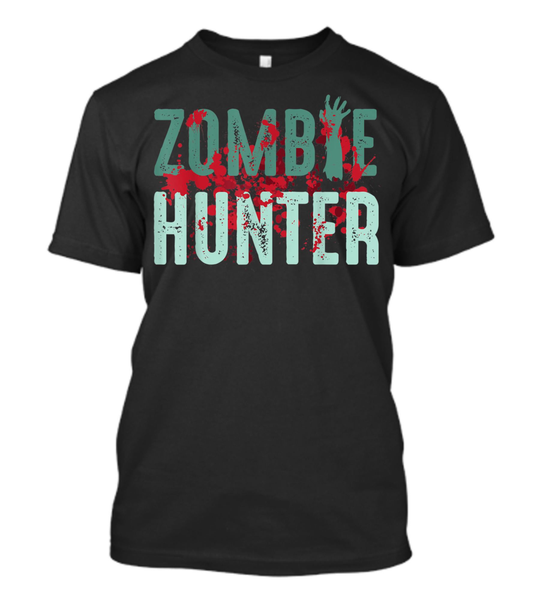 Zombie Hunter Halloween Cute Deadly Deer Green Text Red Blood Splatter T-Shirt