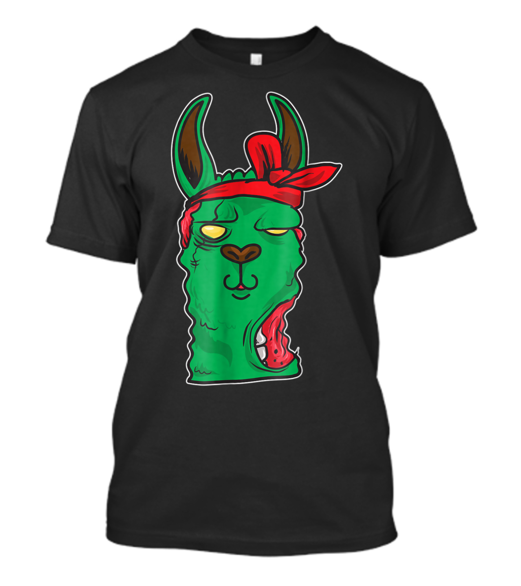 Zombie Llama With Red Bandana And Glowing Eyes T-Shirt