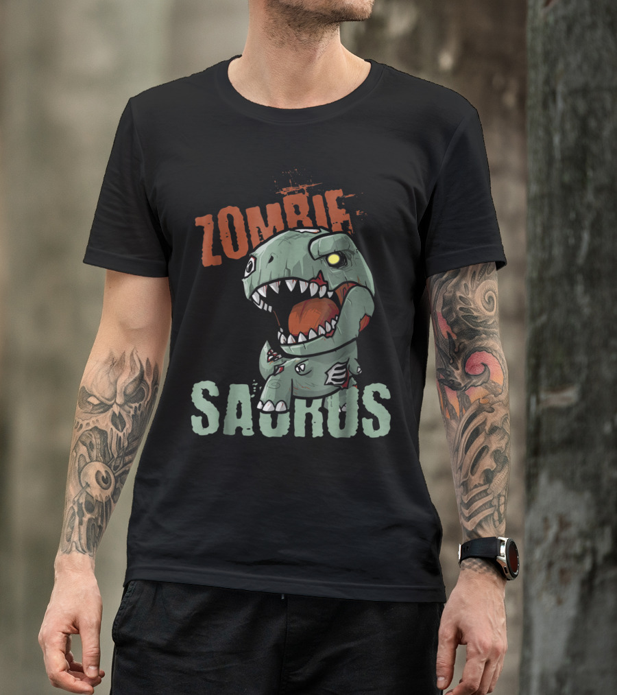 Zombie Saurus Halloween Dinosaur T-Shirt