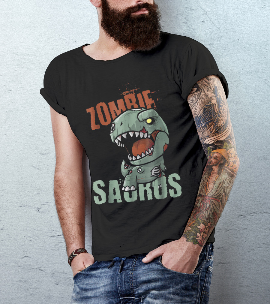 Zombie Saurus Halloween Dinosaur T-Shirt