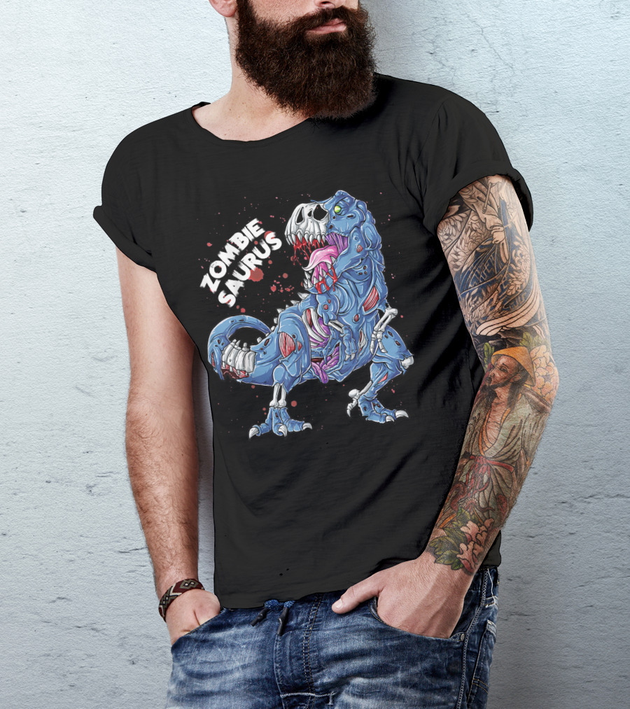 Zombie Saurus Halloween Kids Dinosaur Monster T-Shirt