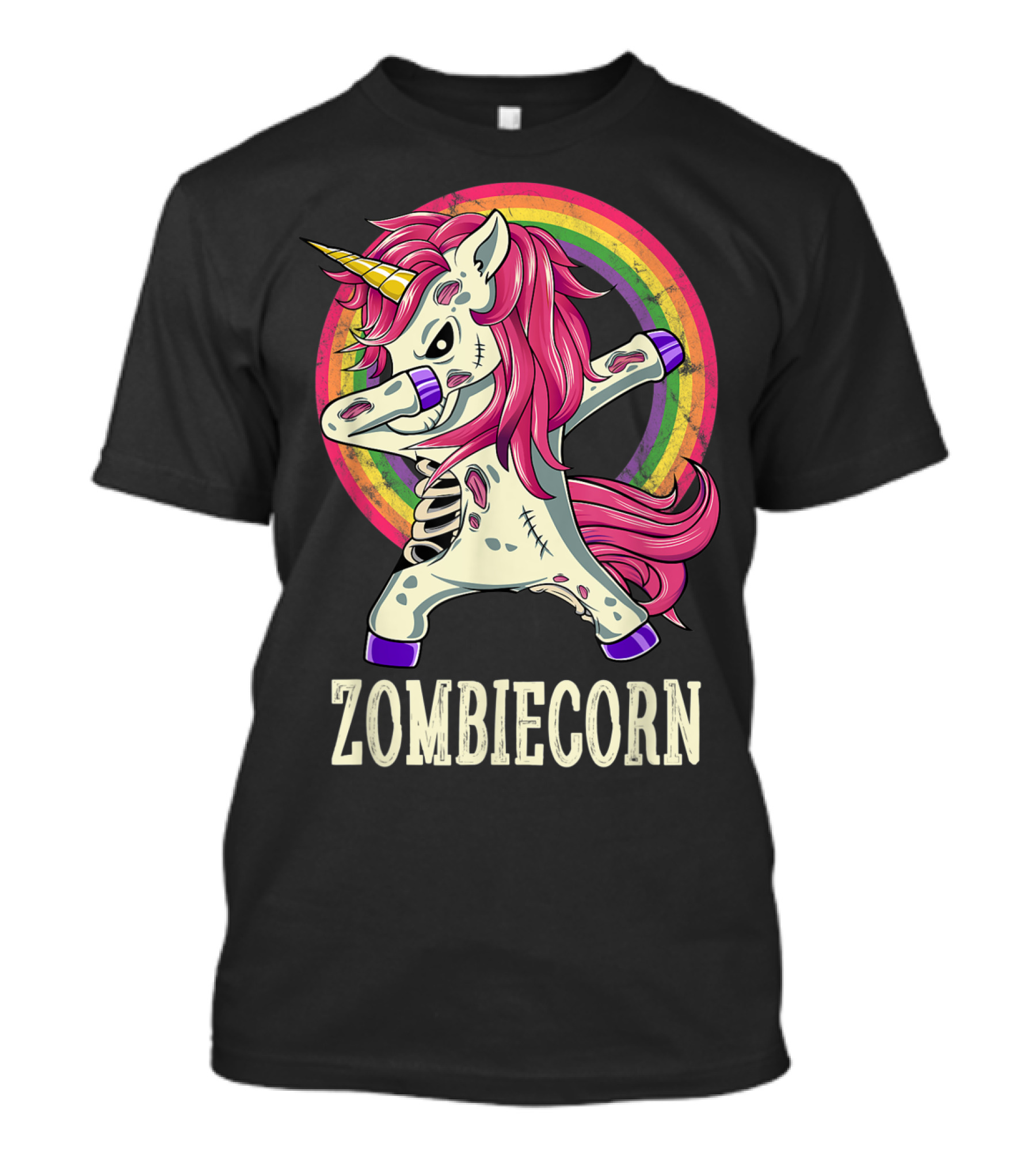 Zombiecorn Dab Dance With Rainbow Zombie Unicorn T-Shirt