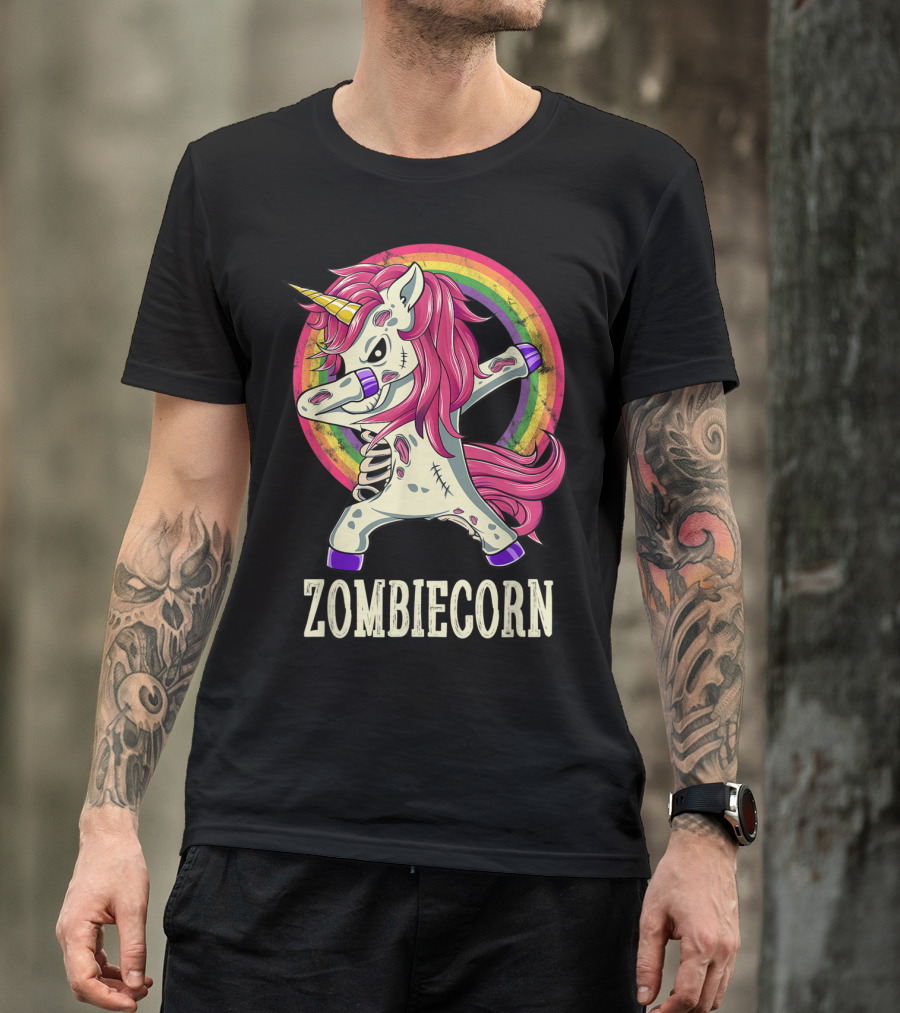 Zombiecorn Dab Dance With Rainbow Zombie Unicorn T-Shirt