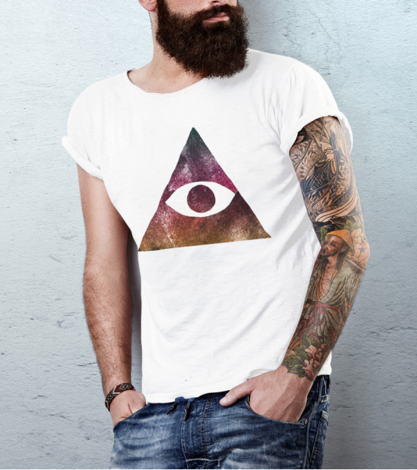 All Seeing Eye Pyramid Illuminati Symbol Colorful Triangle T-Shirt