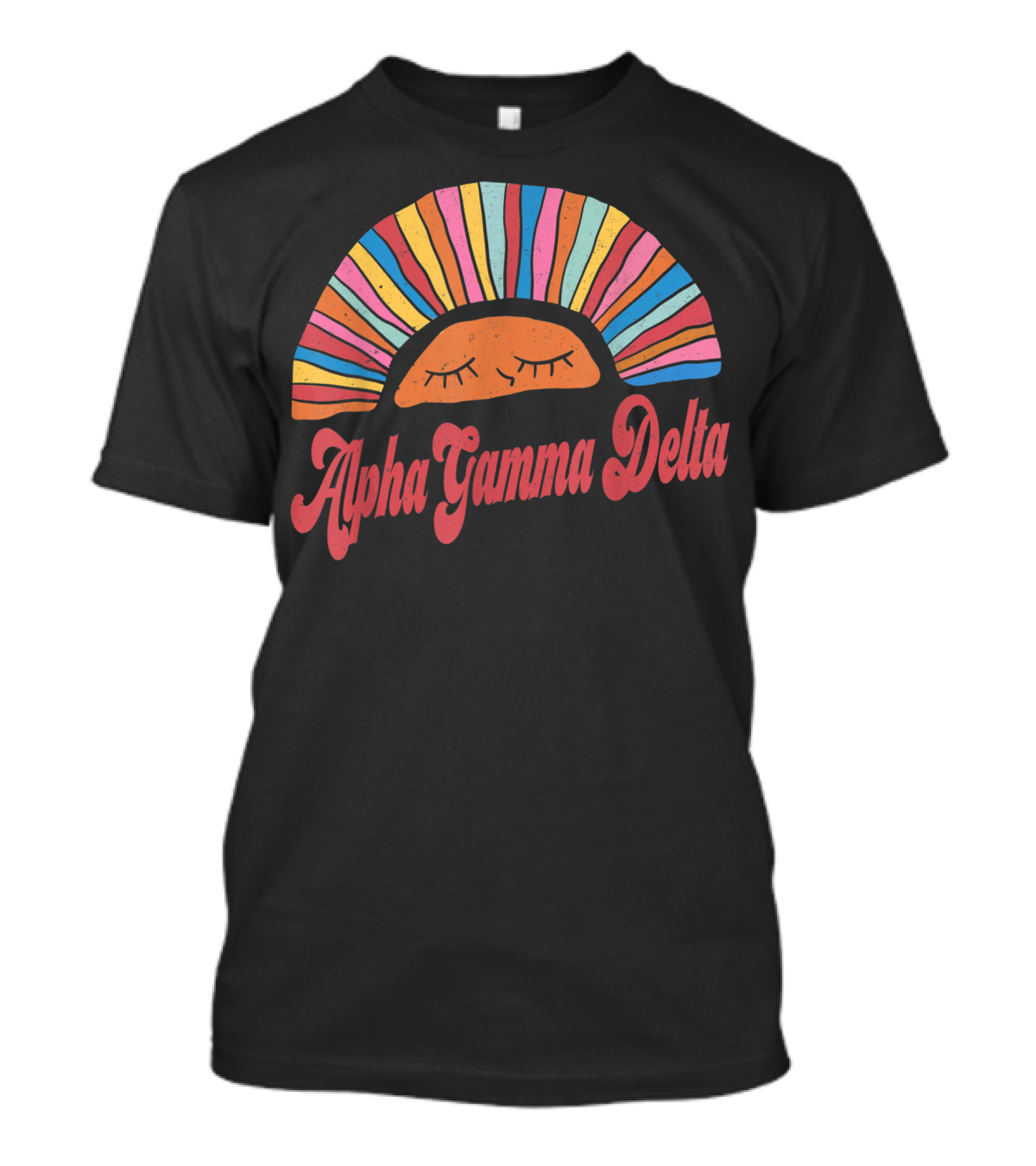 Alpha Gamma Delta Colorful Sunset Face Greek T-Shirt