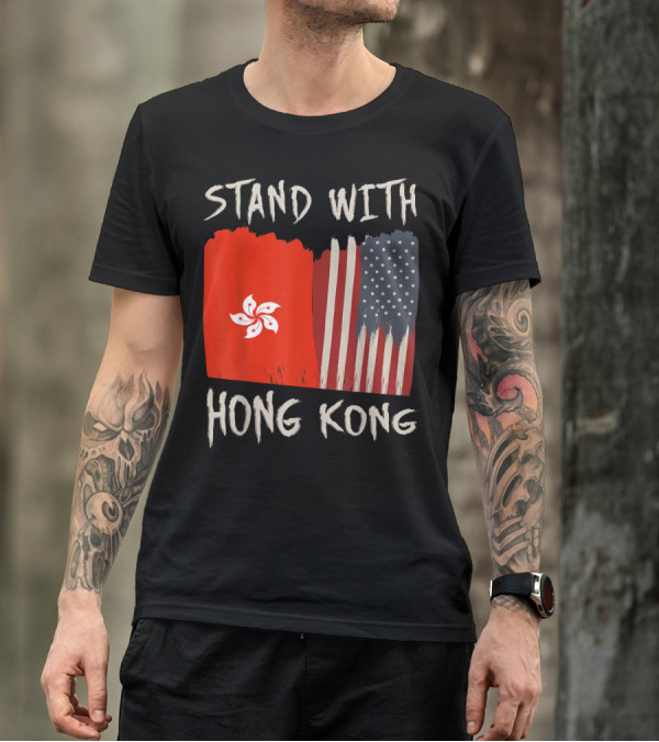 Stand With Hong Kong American Flag Support T-Shirt