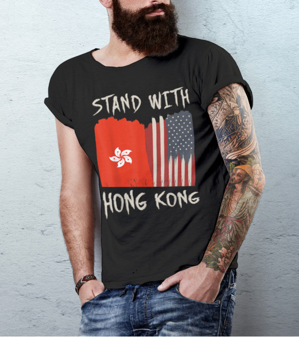 Stand With Hong Kong American Flag Support T-Shirt
