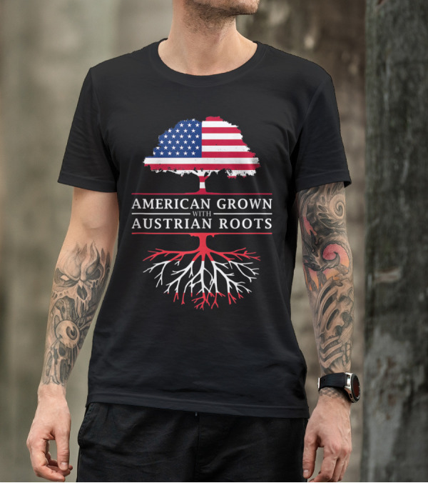 American Grown With Austrian Roots Flag Tree T-Shirt