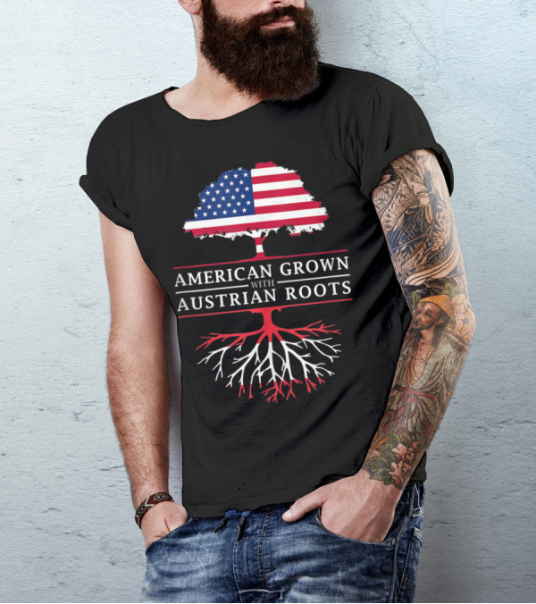 American Grown With Austrian Roots Flag Tree T-Shirt