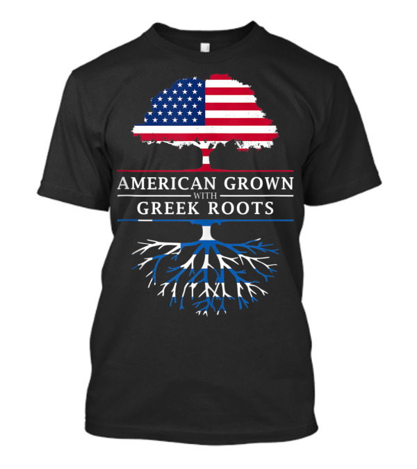 American Grown With Greek Roots Tree Flag Fusion T-Shirt