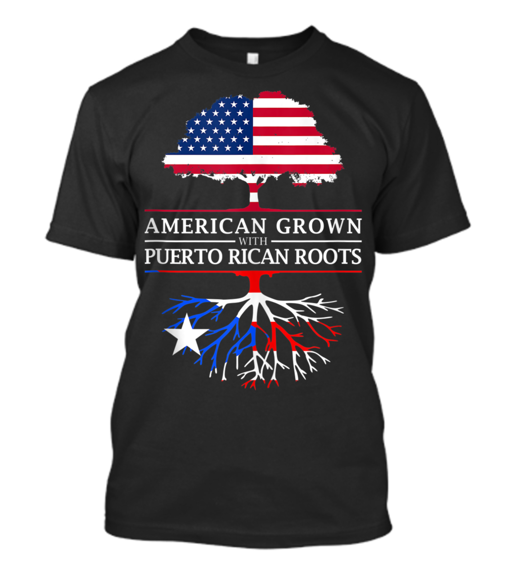 American Grown With Puerto Rican Roots Flag Tree T-Shirt