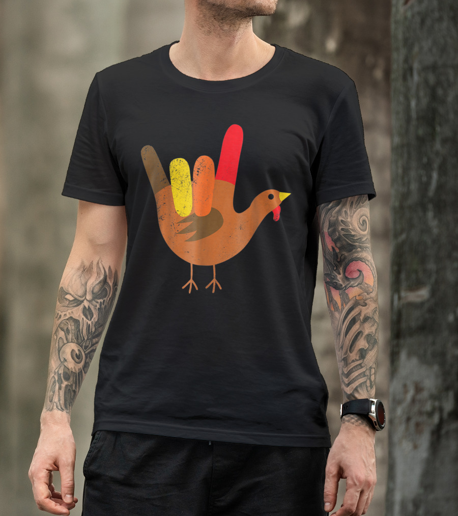 American Sign Language I Love You Turkey Thanksgiving T-Shirt