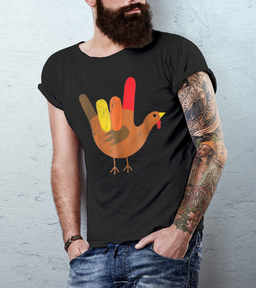 American Sign Language I Love You Turkey Thanksgiving T-Shirt