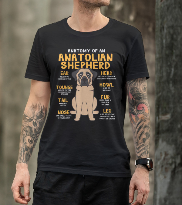 Anatomy Of An Anatolian Shepherd Ear Nose Tongue Tail Head Howl Fur Leg T-Shirt