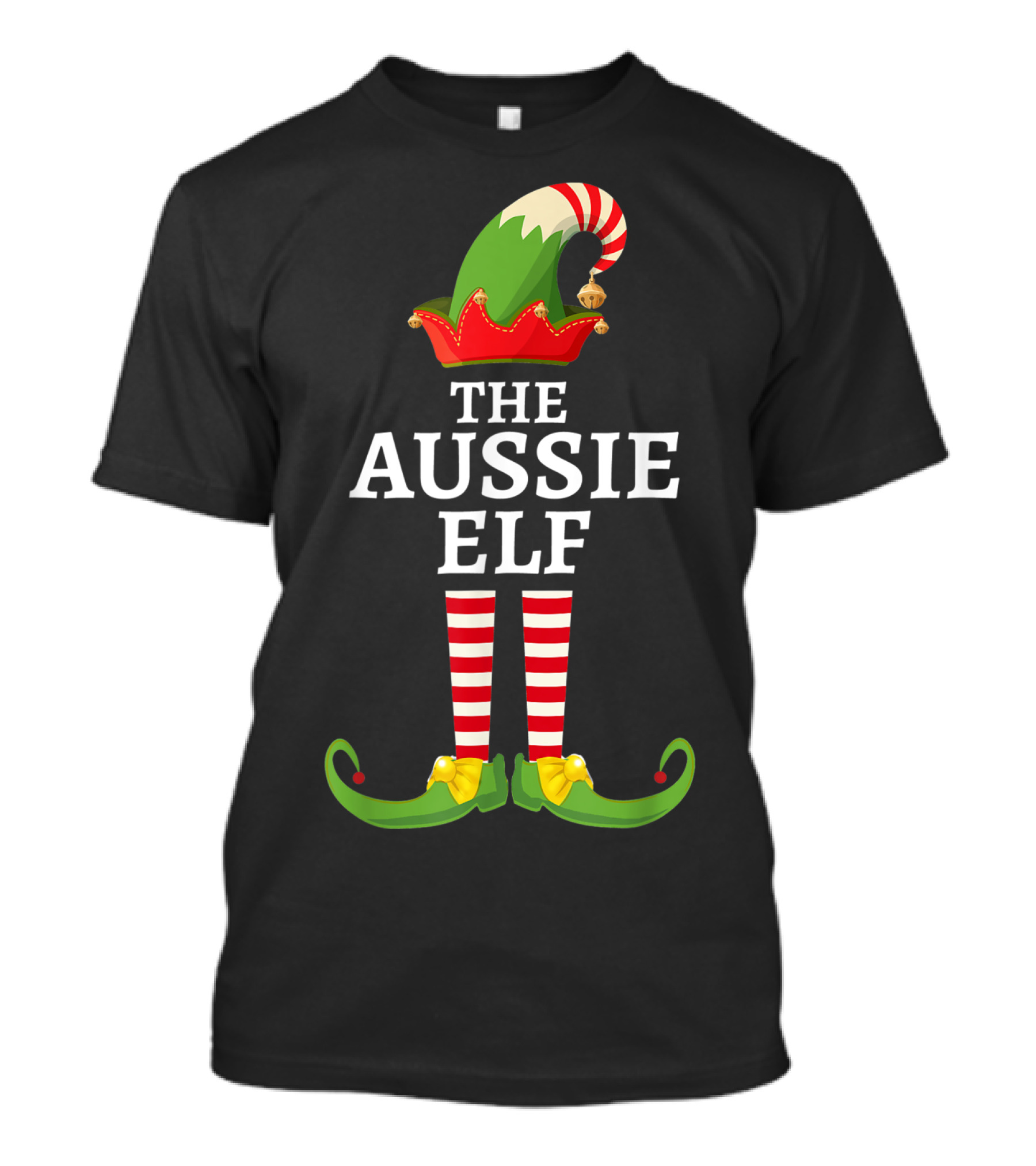 The Aussie Elf Matching Family Christmas Party Hat And Striped T-Shirt