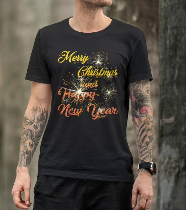 Merry Christmas And Happy New Year Fireworks T-Shirt