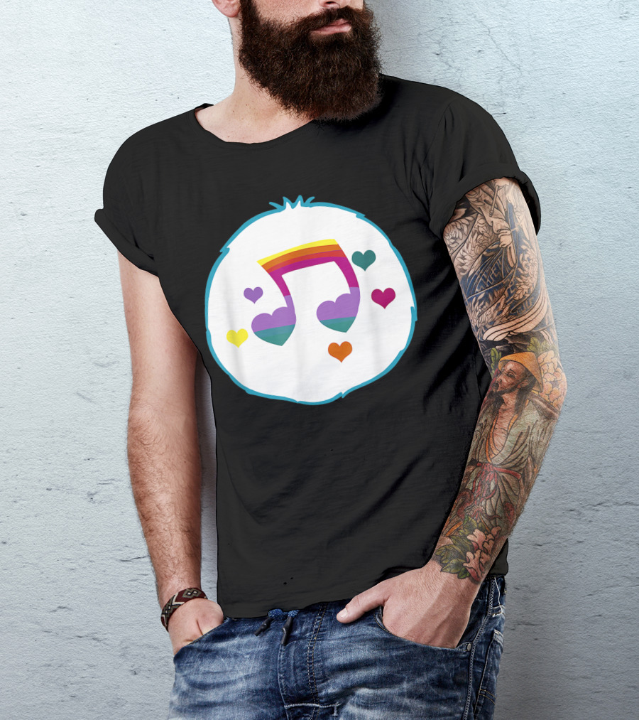 Bear Costume Funny Hopeful Heart Rainbow Musical Note T-Shirt