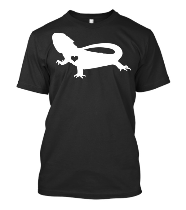 Beardie Lovers Heart Silhouette I Love My Bearded Dragon T-Shirt