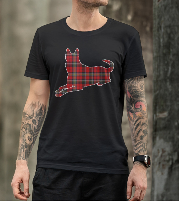 Belgian Malinois Christmas Dog With Buffalo Plaid T-Shirt