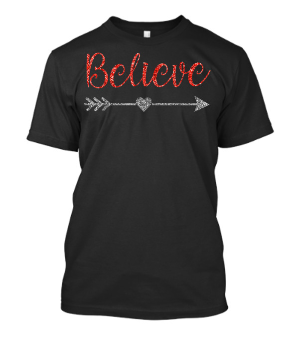Believe Christmas Best Santa Claus Heart Arrow T-Shirt