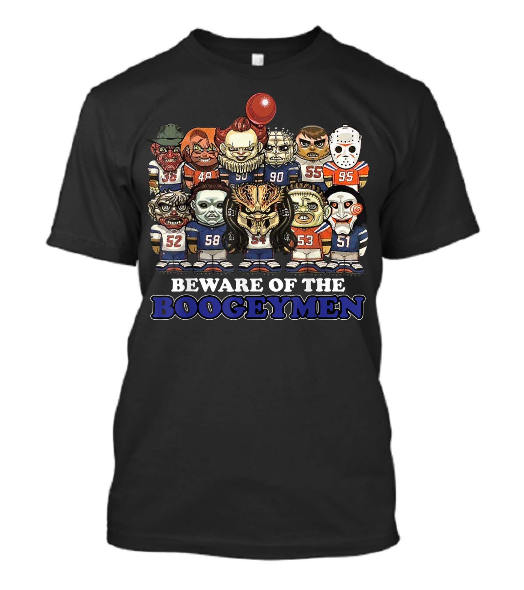Beware Of The Boogeymen Horror Football Monsters Team T-Shirt