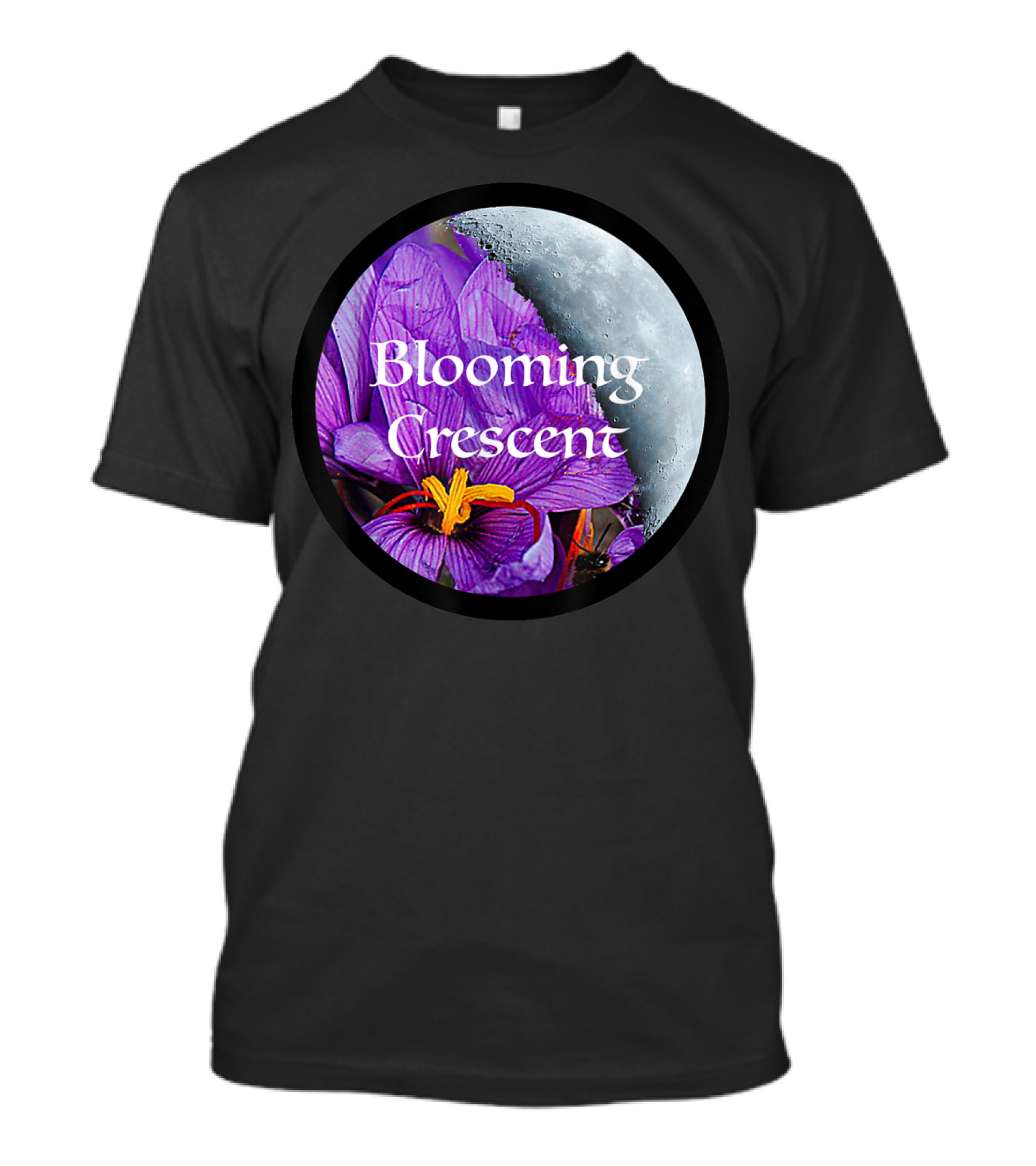 Blooming Crescent Purple Petal Moon T-Shirt