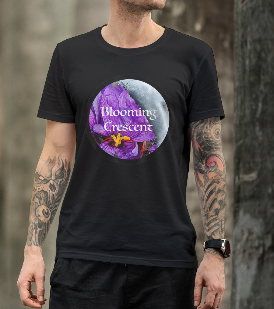 Blooming Crescent Purple Petal Moon T-Shirt