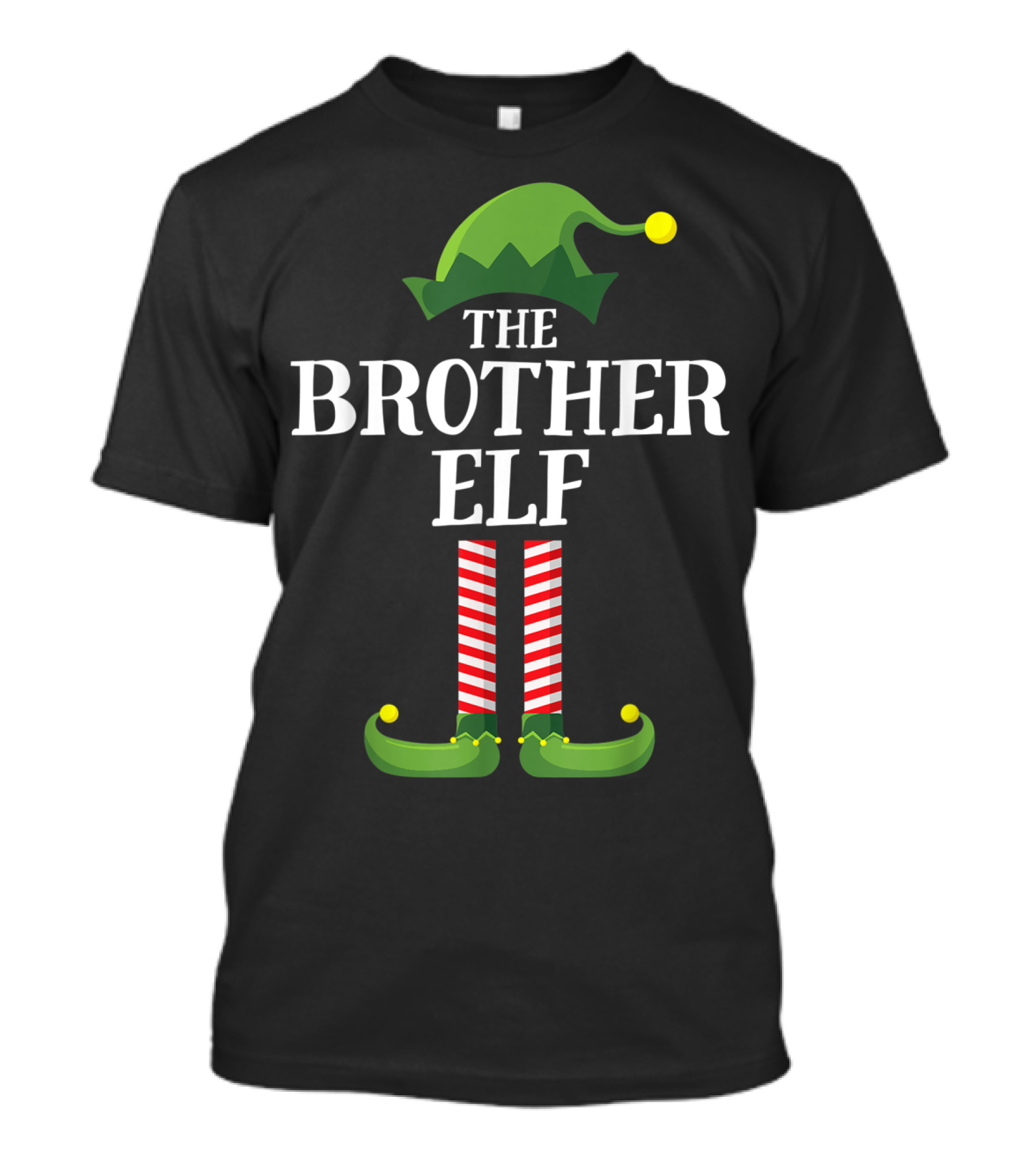 The Brother Elf Matching Family Group Christmas Costume Hat And Striped Shoes T-Shirt
