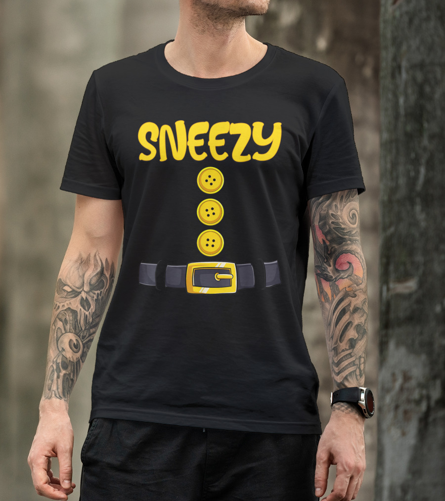 Sneezy Dwarf Costume Buttons And Belt T-Shirt