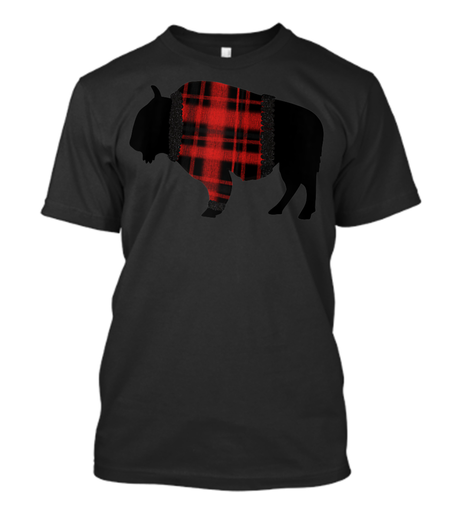 Buffalo Plaid Buffalo Silhouette With Red Checked T-Shirt
