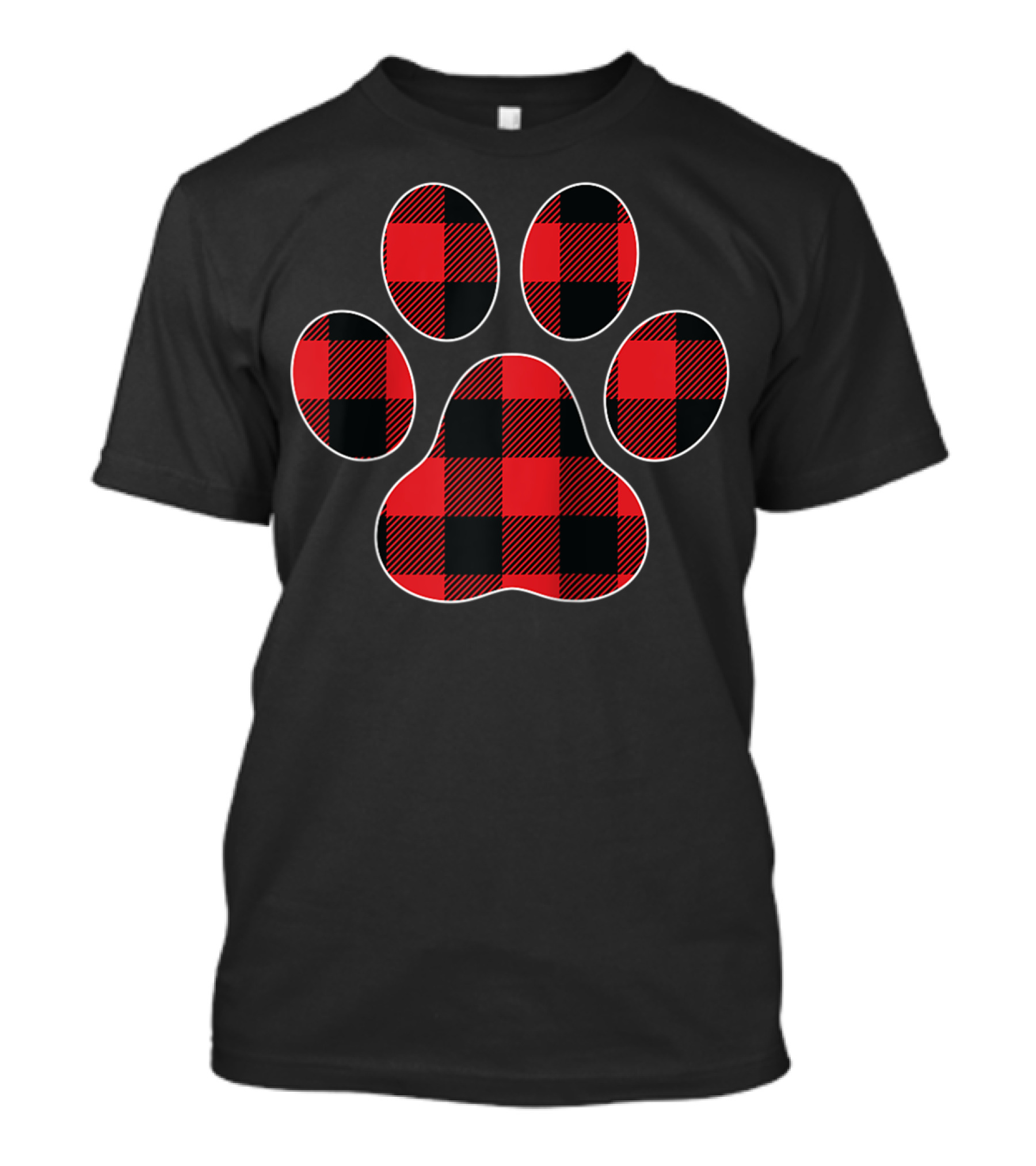 Buffalo Plaid Dog Paw Prints T-Shirt