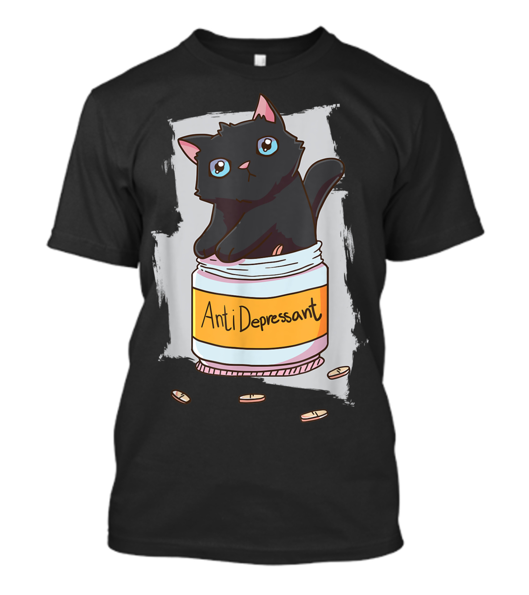 Cat In Antidepressant Bottle With Pills T-Shirt