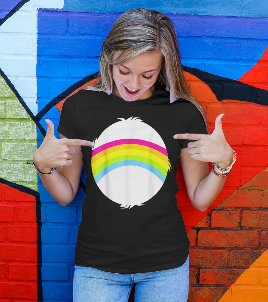 Cheer Adult Funny Bear Rainbow Circle T-Shirt