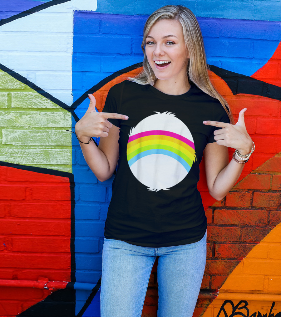 Cheer Adult Funny Bear Rainbow Circle T-Shirt