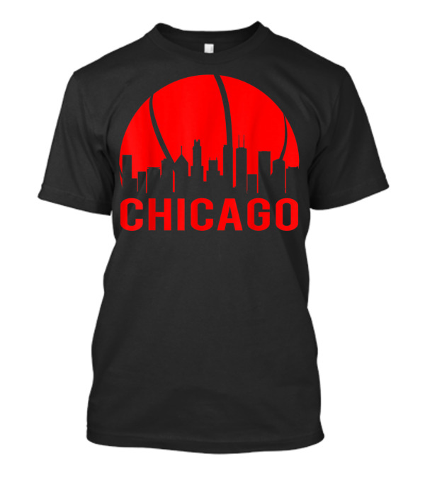 Chicago Basketball City Illinois Bball Skyline T-Shirt