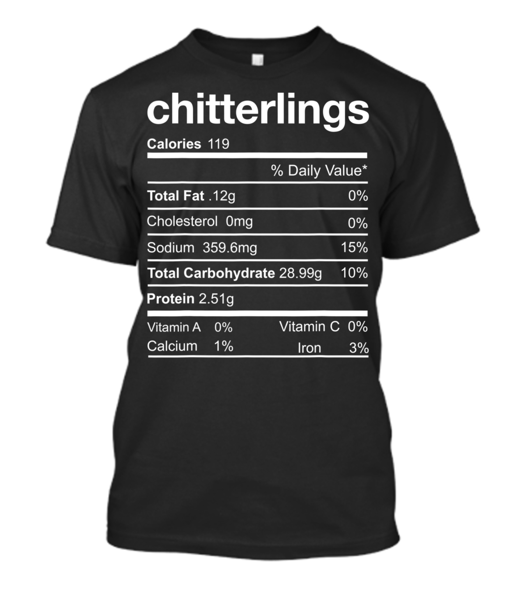 Chitterlings Nutrition Facts Calories Fat Cholesterol Sodium Carbohydrate Protein Vitamin Iron Calcium T-Shirt