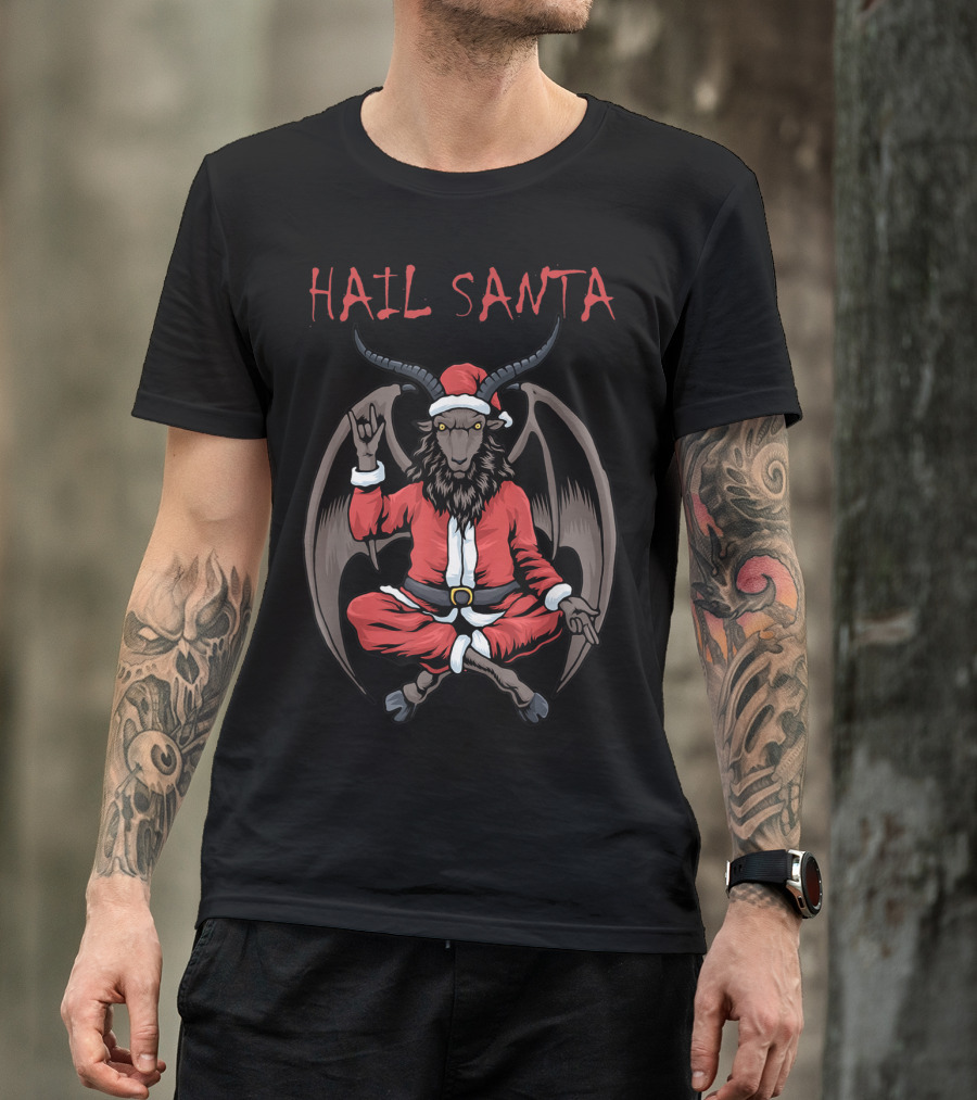 Hail Santa Goat Baphomet Christmas Satanism T-Shirt