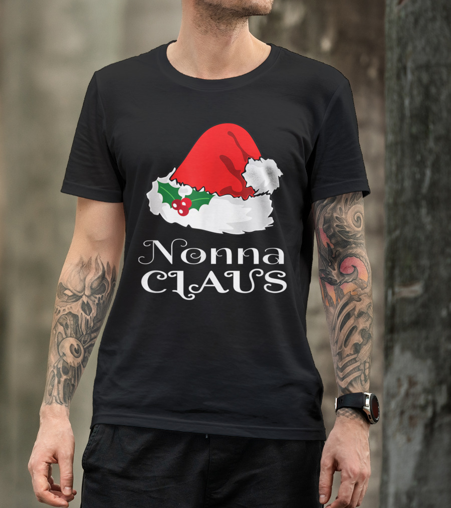 Nonna Claus Christmas Santa Hat Matching T-Shirt