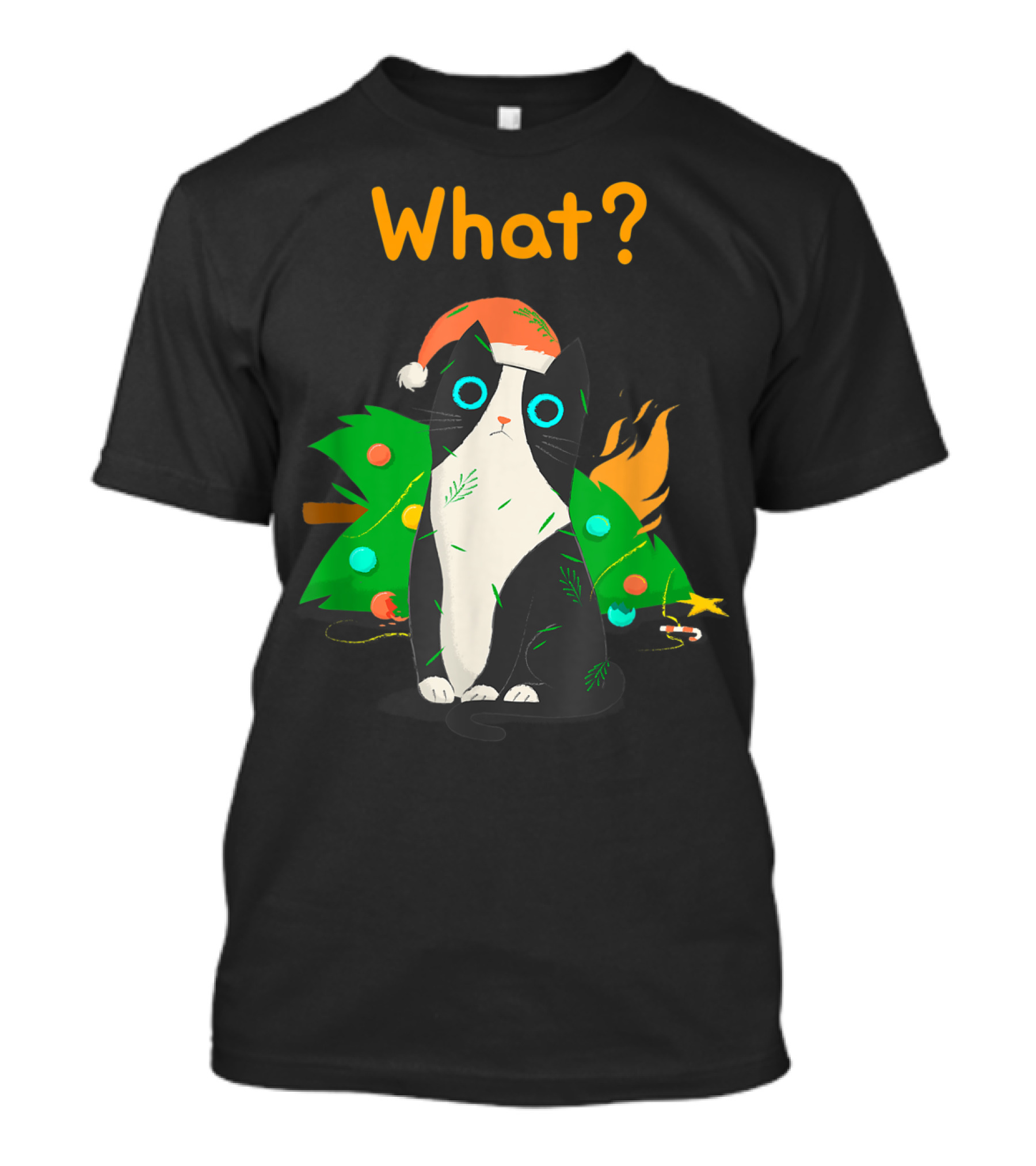 What? Funny Cat Christmas Tree Mischief T-Shirt
