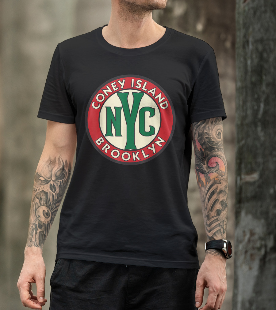 Coney Island NYC Brooklyn Vintage Road Sign T-Shirt