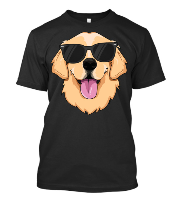 Golden Retriever Wearing Sunglasses Cool Dude T-Shirt
